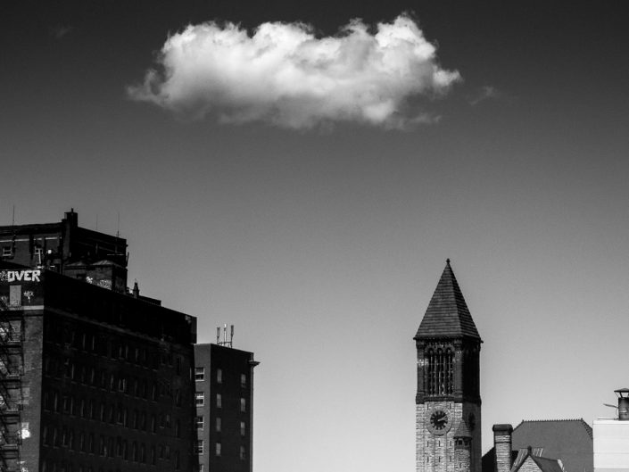 Cloud Over Clock Tower | Albany NY Architectural Black and White Photography by Dave Butterworth | EyeWasHere Paint it Black | Eye Was Here Photography