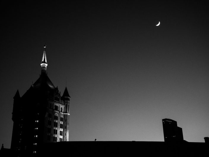 Half Moon | SUNY Headquarters Black and White Half Moon Photo by Dave Butterworth | EyeWasHere Paint it Black | Eye Was Here Photography