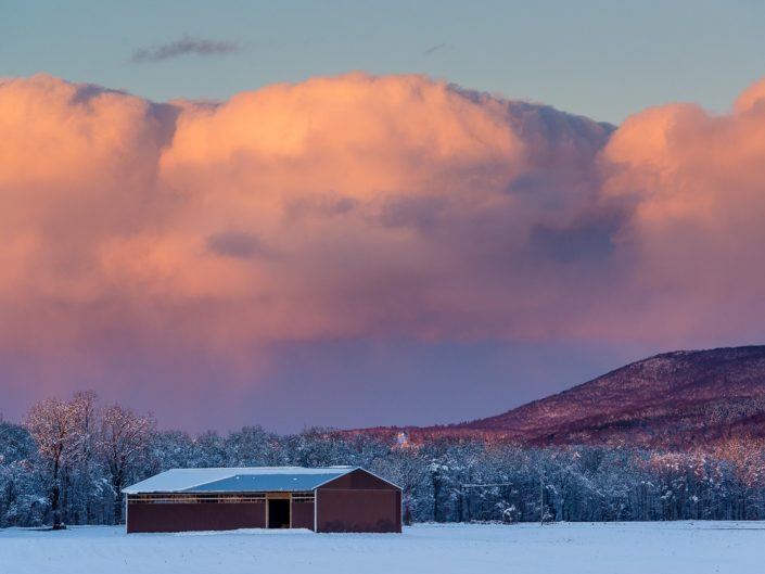 Hillsdale Sunset Over Shed | Upstate NY Winter Sunset Landscape | Upstate NY landscape photography | Nature Photography | Photographer Dave Butterworth | EyeWasHere | Eye Was Here Photography