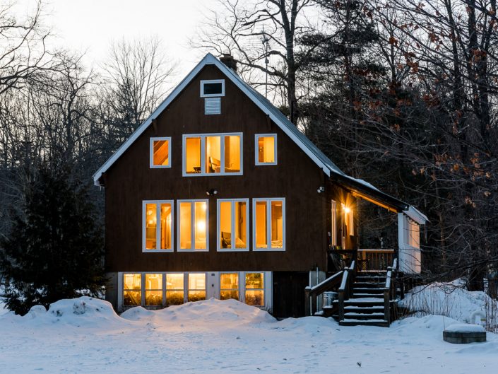 Jamaica VT Winter Cabin Airbnb Vacation Rental | Upstate NY Residential Home Exterior Photography | Exteriors | New York Architectural Photographer Dave Butterworth | Real Estate | Albany NY | Saratoga Springs | Hudson Valley | Catskills | EyeWasHere | Eye Was Here Photography