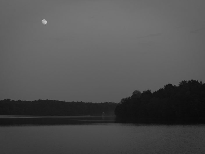 Moonrise On The Lake | Black and White Moon Landscape Photograph by Dave Butterworth | EyeWasHere Paint it Black | Eye Was Here Photography