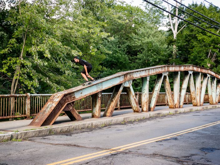 Paul Santiago Crossing The Bridge | New York Skateboarding Photography | Massachusetts Skateboarder | Photographer Dave Butterworth | EyeWasHere Photography | Eye Was Here