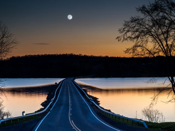 Pink Moon Over Bear Swamp Road | Upstate NY Full Moon Sunset Over Bridge | Upstate NY landscape photography | Nature Photography | Photographer Dave Butterworth | EyeWasHere | Eye Was Here Photography