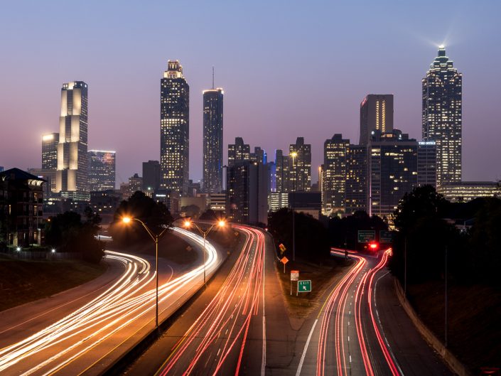 Atlanta Cityscapes & Skylines | Atlanta GA Photography | Architecture | Jackson Street Bridge at Twilight | Architectural Photographer Dave Butterworth | Eye Was Here Photography | EyeWasHere