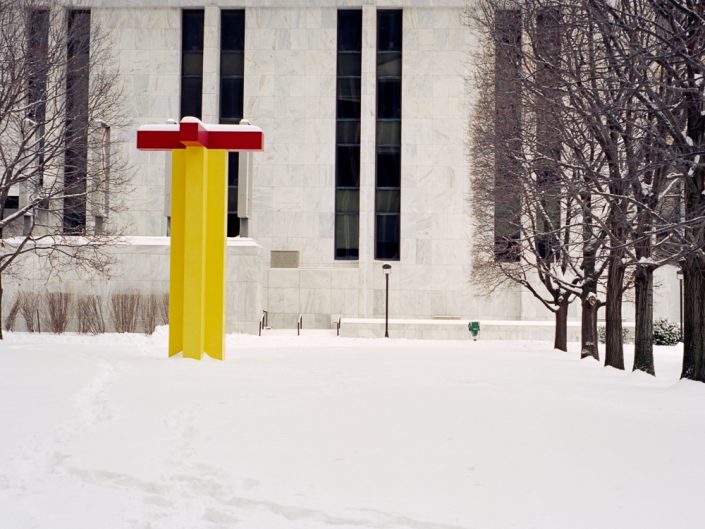 Yellow Statue | Albany State Plaza | Winter | NY Film Photography | 35mm Film Photography | Kodak | Fuji | Albany NY Photographer Dave Butterworth | EyeWasHere Photography | Eye Was Here
