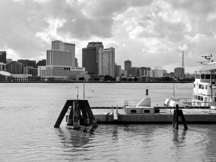 New Orleans Skyline & Ferry | Black and White Photography | New Orleans Louisiana Photography | Landscape Photography | Architectural Photography | Photographer Dave Butterworth | Eye Was Here Photography | EyeWasHere