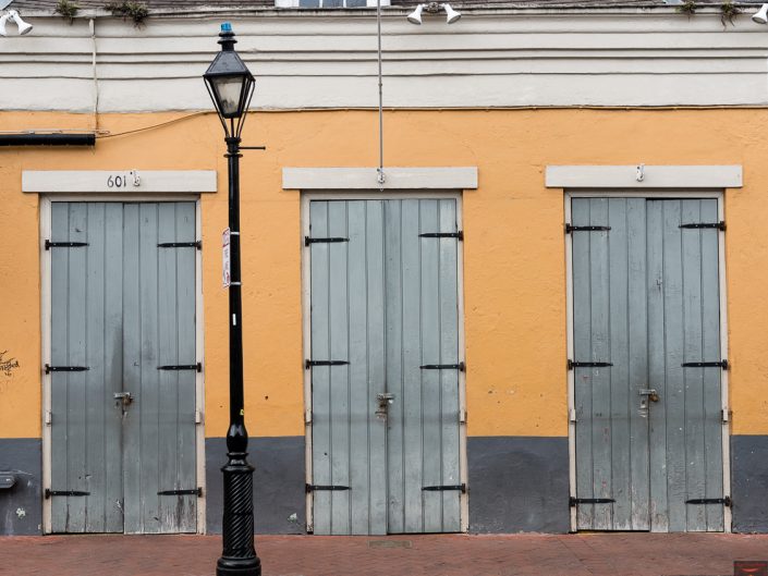 3 Gray Doors | Orange Building | New Orleans Architecture | Louisiana Photography | Architectural Photography | Street Photo | Photographer Dave Butterworth | Eye Was Here Photography