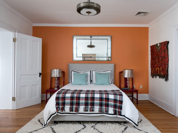Hudson Valley Orange Bedroom | Upstate NY Residential Home Interior Photography | Interiors | New York Architectural Photographer Dave Butterworth | Real Estate | Albany NY | Saratoga Springs | Hudson Valley | Catskills | EyeWasHere | Eye Was Here Photography