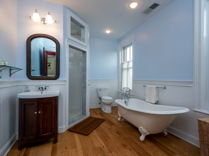Hudson NY Blue Bathroom | Upstate NY Residential Home Interior Photography | Interiors | New York Architectural Photographer Dave Butterworth | Real Estate | Albany NY | Saratoga Springs | Hudson Valley | Catskills | EyeWasHere | Eye Was Here Photography