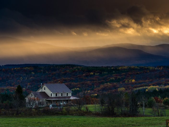 Sunlight Over Country Home | Sunset Over Catskill Mountains and Farmland Photo | Upstate NY landscape photography | Nature Photography | Photographer Dave Butterworth | EyeWasHere | Eye Was Here Photography