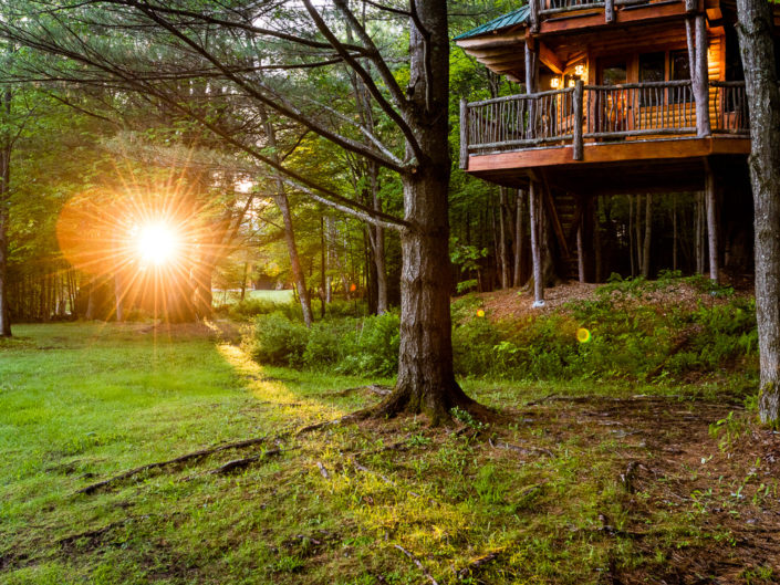 Waterbury VT Treehouse Morning Light | Hotel Exterior Photography | Bed & Breakfast | BNB | Real Estate | Architecture | Interior Design | Albany NY Photographer Dave Butterworth | EyeWasHere | Eye Was Here Photography